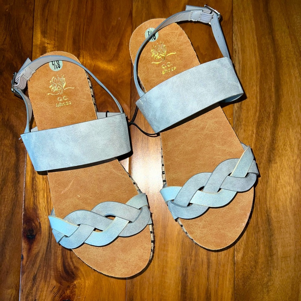 NWT G.C Shoes Sale Grey Braided Espidril Sandals